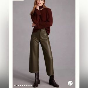 Maeve the Colette faux leather wide leg crop pant